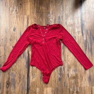 Red Long Sleeve Bodysuit